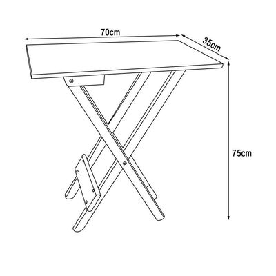 Conjunto De Mesa Dobrável 120X70 Em Madeira Maciça Com Mesa Aparador - Mel - Marrom