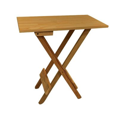 Conjunto De Mesa Dobrável 120X70 Em Madeira Maciça Com Mesa Aparador - Mel - Marrom