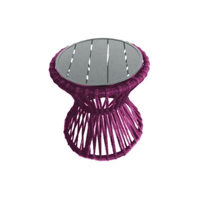 Mesa De Centro Sol Em Corda Náutica E Base Em Alumínio Cinza 50cm Rosa - Cor: Rosa