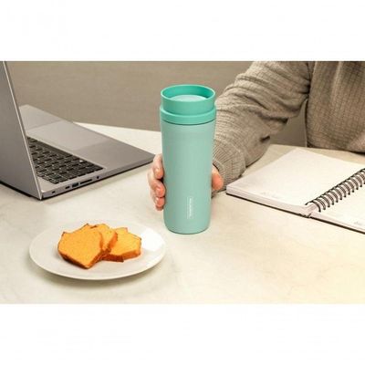 Copo Térmico Tramontina Aço Inox 460 Ml Verde Com Bocal 360°