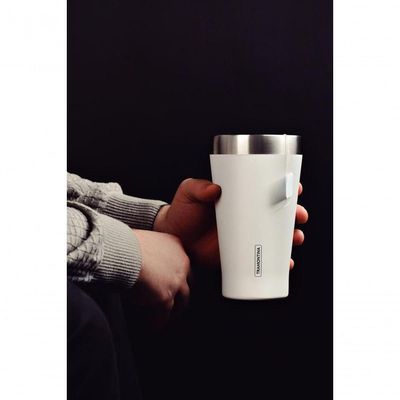 Copo Térmico Branco Em Aço Inox Tramontina Exata Sem Tampa 550ml