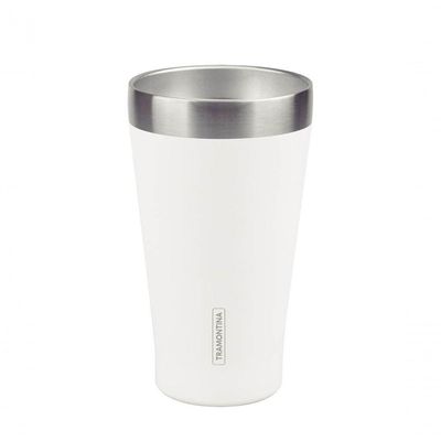 Copo Térmico Branco Em Aço Inox Tramontina Exata Sem Tampa 550ml