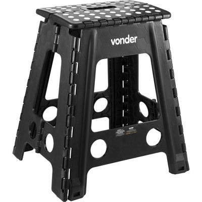 Banqueta Plástica Dobrável Preta Altura 450 Mm - Vonder