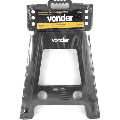 Banqueta Plástica Dobrável Preta Altura 450 Mm - Vonder