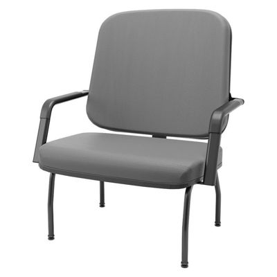 Cadeira De Escritório Recepção Com Braço Fixa Preta Magno P03 Vinil Cinza - Lyam Decor
