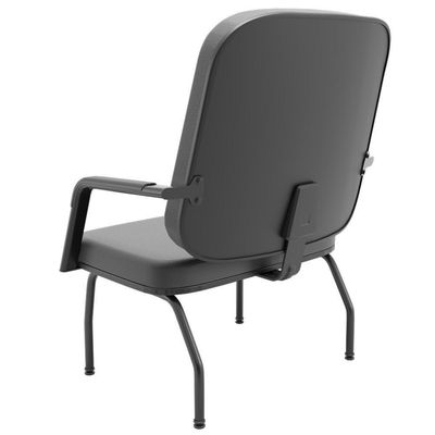 Cadeira De Escritório Recepção Com Braço Fixa Preta Magno P03 Vinil Cinza - Lyam Decor
