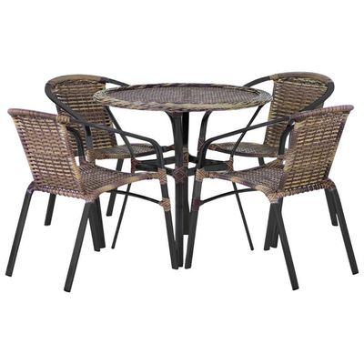 Kit 4 Cadeiras Alumínio E Mesa Tampo Varanda Piscina Jardim Cappuccino