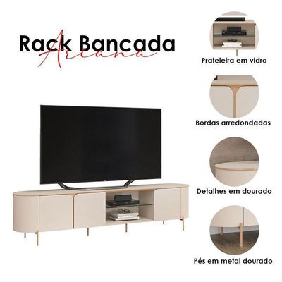 Rack Bancada Para Sala Ariana Off White – Dj Móveis