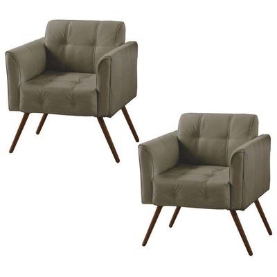 Kit 02 Poltronas Decorativa Bia Couro Fendi