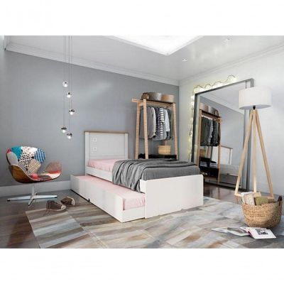 Cama Solteiro Roberta Auxiliar Off White Madeira