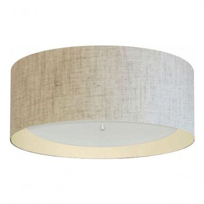 Plafon Cilíndrico Duplo Vivare Md-3008 Cúpula Forrada Em Tecido Bivolt Rustico-bege-bege 127/220v