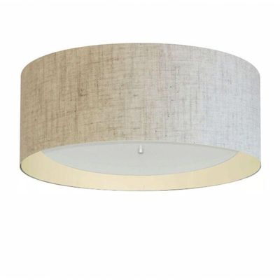 Plafon Cilíndrico Duplo Vivare Md-3008 Cúpula Forrada Em Tecido Bivolt Rustico-bege-bege 127/220v
