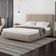 Cama King Flutuante Com Cabeceira 195cm Astra S04 Linho Bege - Lyam Decor