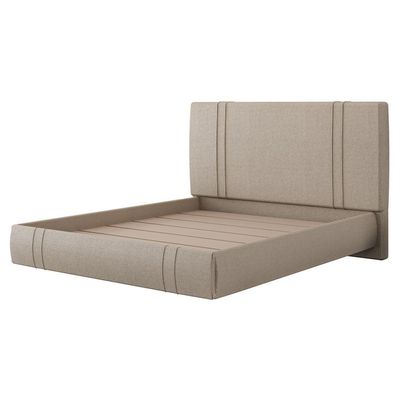 Cama King Flutuante Com Cabeceira 195cm Astra S04 Linho Bege - Lyam Decor
