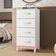 Comoda 4 Gavetas Alasca Branco Rosa