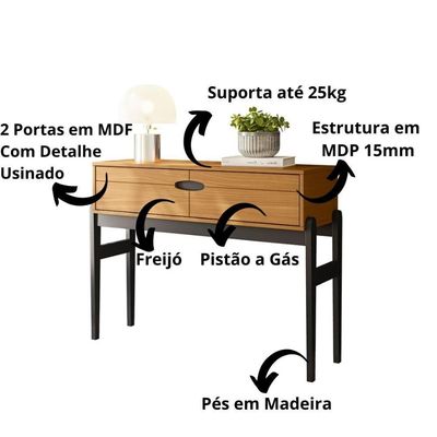 Aparador Retrô Intense Com Pés De Madeira Freijó Com Preto - Movelove