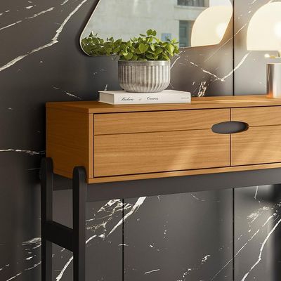 Aparador Retrô Intense Com Pés De Madeira Freijó Com Preto - Movelove