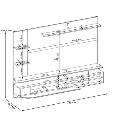 Painel Para TV 60 Pol com Bancada Suspensa 180cm Judá D05 Cedro Bali - Lyam Decor