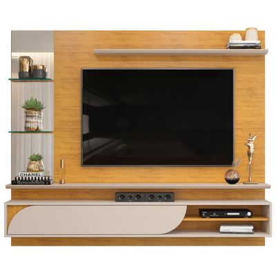 Painel Para TV 60 Pol com Bancada Suspensa 180cm Judá D05 Cedro Bali - Lyam Decor