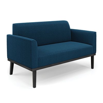 Sofá 2 Lugares Namoradeira Madeira Preto Marisa Bouclê Azul D03 - D'Rossi