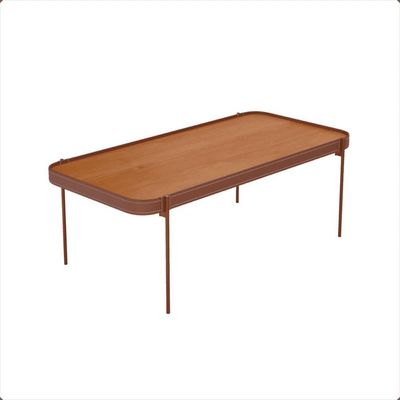 Mesa De Centro Sala De Estar Mavi G 110x52 Nature Com Pes Metal Cobre