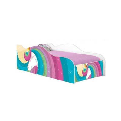 Cama Carro Fun Adesivada Unicórnio Arco íris Solteiro