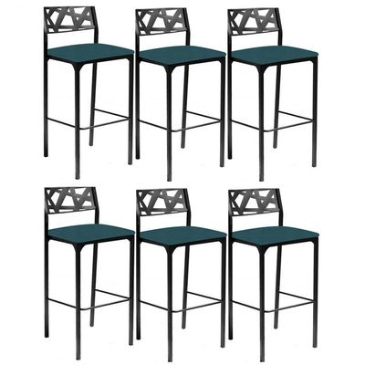 Kit 6 Banquetas Luiza Azul Turquesa-gat Magazine