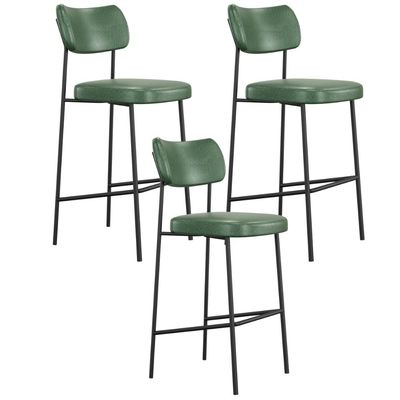 Kit 03 Banquetas Alta Bar Cozinha Sala De Jantar Preto Melina L02 Couríssimo Verde - Lyam Decor