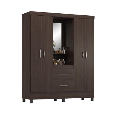 Guarda-Roupa Solteiro Embers 4 Portas 2 Gavetas Café