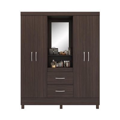Guarda-Roupa Solteiro Embers 4 Portas 2 Gavetas Café