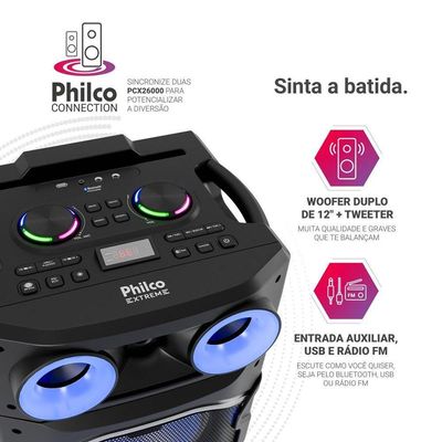 Caixa de Som Amplificada Philco Flash Light 2600W PCX26000 Bivolt