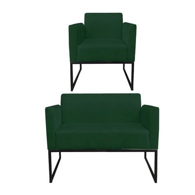 Kit 1 Namoradeira e 1 Poltrona Marisa Suede Verde Drossi