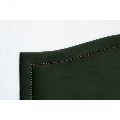Cabeceira Queen Curva Luxo 160x60 Veludo Verde - Tachas Fumê