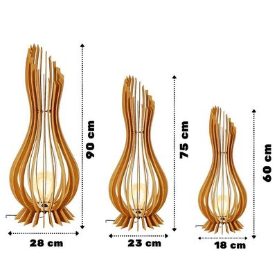 Abajur Grande De Chão Ana Maria Mdf Luminária - MDF Cru-tamanho:kit Com 3