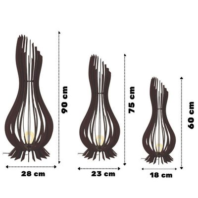 Abajur Grande De Chão Ana Maria Mdf Luminária - Cor:preto-tamanho:kit Com 3