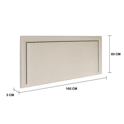 Cabeceira Queen Reta Luxo 160x60 Suede Off White - Tachas Fumê