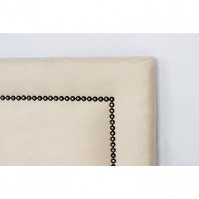 Cabeceira Queen Reta Luxo 160x60 Suede Off White - Tachas Fumê