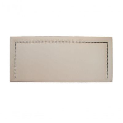 Cabeceira King Reta Luxo 193x60 Courino Off White - Tachas Fumê