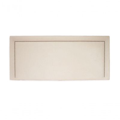 Cabeceira Casal Reta Luxo 140x60 Suede Off White - Tachas Prata