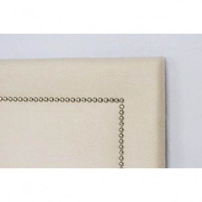 Cabeceira Casal Reta Luxo 140x60 Suede Off White - Tachas Prata