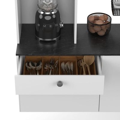 Armário De Cozinha Compacto Com 4 Portas E 1 Gaveta Suspenso Branco