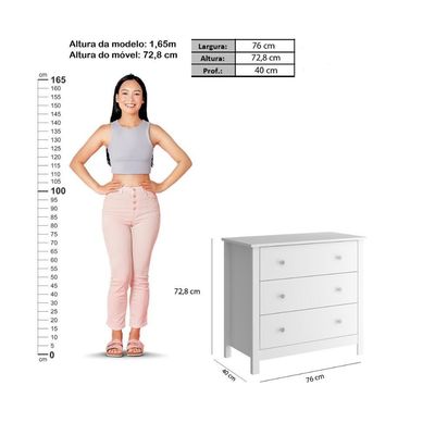 Berço Multifuncional 3x1+ Cômoda Ditália 3 Gavetas BBI-51 Dm-219