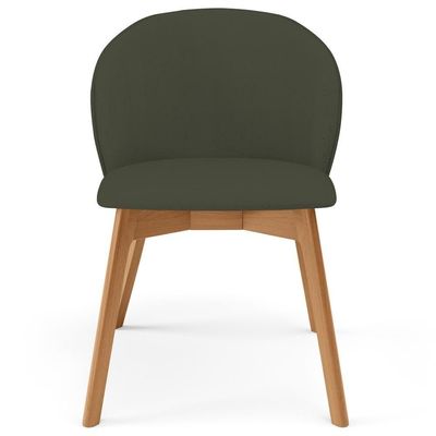 Kit 05 Cadeiras De Jantar E Estar Living Estofada Mia L02 Linho Verde Musgo - Lyam Decor