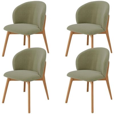 Kit 04 Cadeiras De Jantar E Estar Living Estofada Mia L02 Bouclê Oliva - Lyam Decor