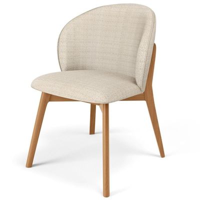Cadeira De Jantar E Estar Living Estofada Mia L02 Linho Palha - Lyam Decor