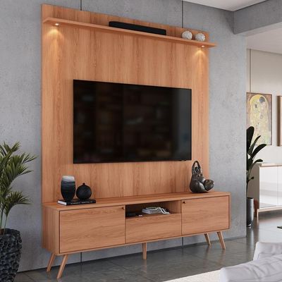 Rack Movelove 2 Portas E 1 Gaveta Com Painel Led Para 70 Polegadas River 183cm Jequitiba Jequitiba