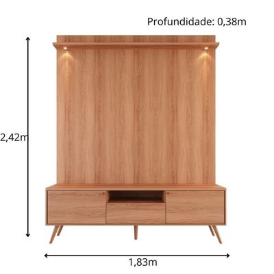 Rack Movelove 2 Portas E 1 Gaveta Com Painel Led Para 70 Polegadas River 183cm Jequitiba Jequitiba