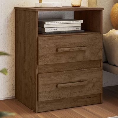 Mesa De Cabeceira Apolo 2 Gavetas 46 Cm Castanho Wood Flex Moval Castanho Wood Flex