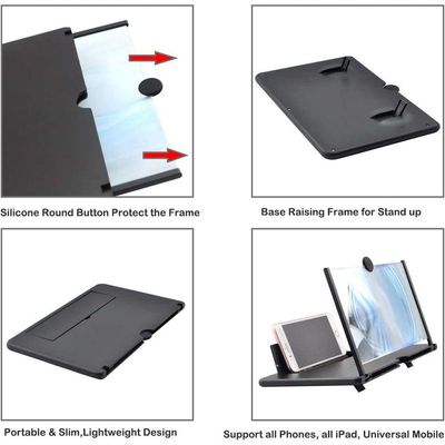 Lupa De Tela De 12 Polegadas Para Celular, Ampliador De Tela Gelar, Lupa 3d Para Celular Preto G