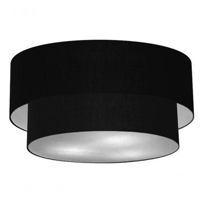 Plafon Duplo Cilíndrico Vivare Md-3017 Cúpula Em Tecido 50x40cm - Bivolt Preto 127/220v